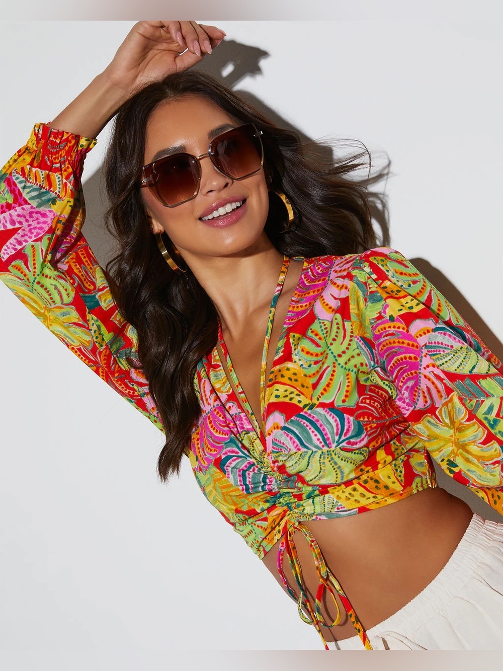 NEW‎ Vici Women’s Small Floral Tropical Print Summer Vacation Cropped-top